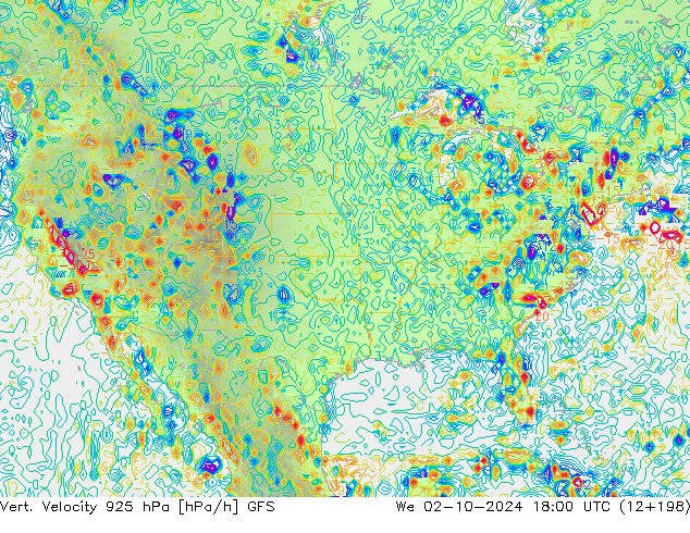 Vert. snelheid 925 hPa GFS wo 02.10.2024 18 UTC