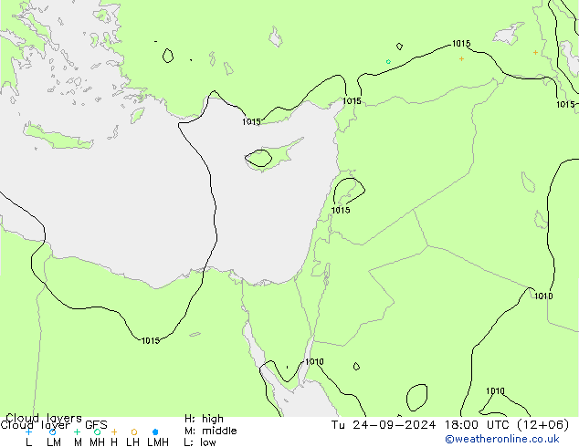 Cloud layer GFS Sa 24.09.2024 18 UTC