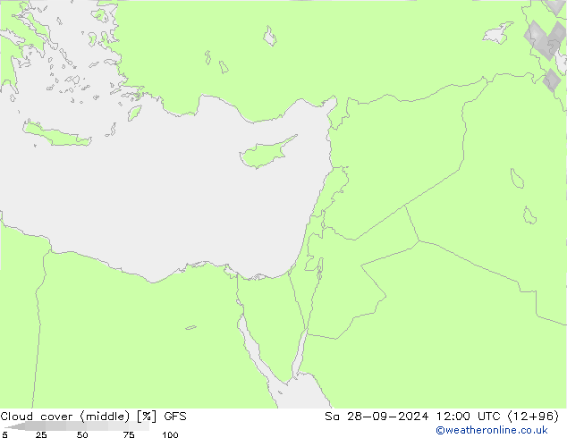 Cloud cover (middle) GFS Sa 28.09.2024 12 UTC