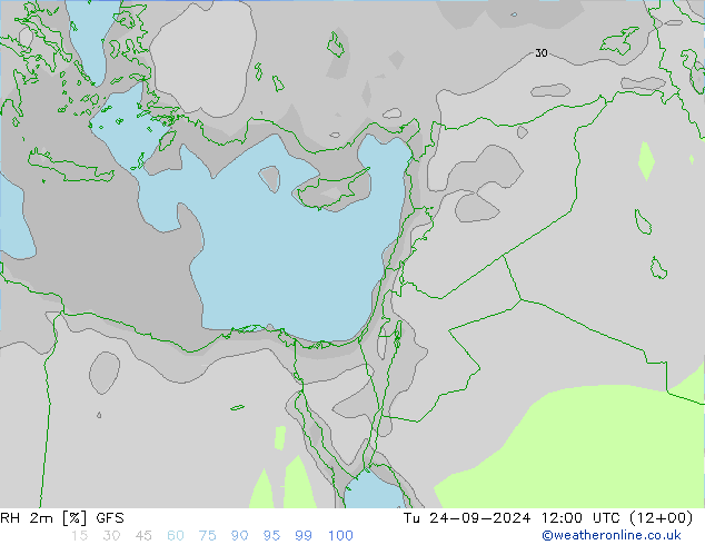 RH 2m GFS Tu 24.09.2024 12 UTC