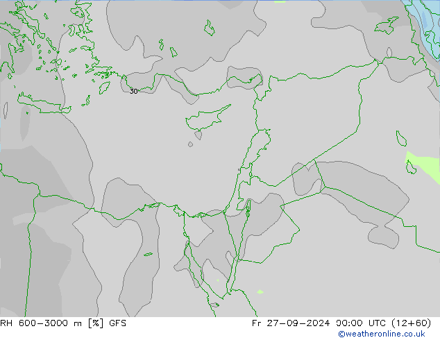 RH 600-3000 m GFS Sex 27.09.2024 00 UTC