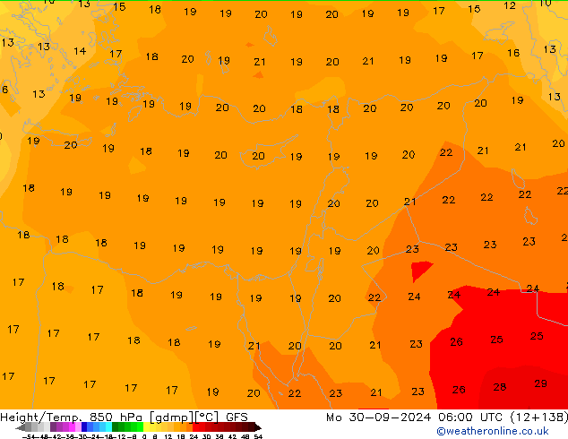 Yükseklik/Sıc. 850 hPa GFS Pzt 30.09.2024 06 UTC