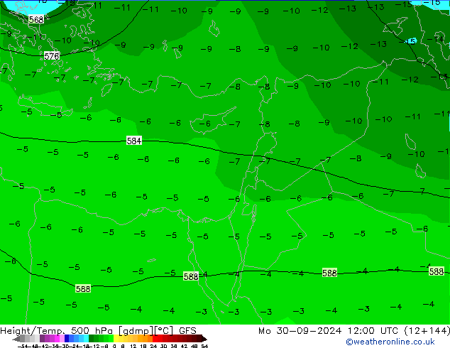 Z500/Rain (+SLP)/Z850 GFS lun 30.09.2024 12 UTC