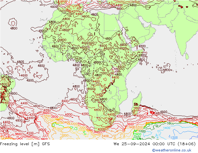 Nulgradenniveau GFS wo 25.09.2024 00 UTC