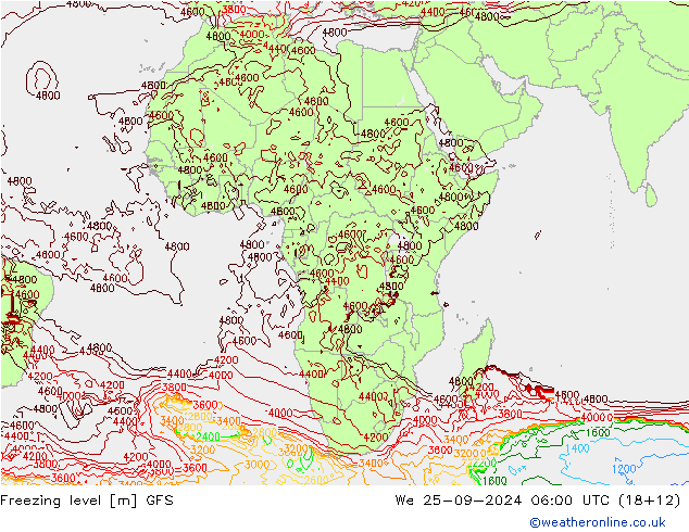 Zero termico GFS mer 25.09.2024 06 UTC