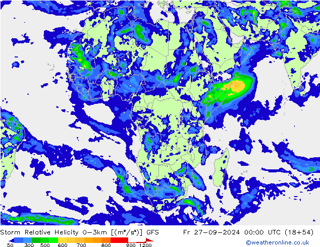 Storm Relative Helicity GFS pt. 27.09.2024 00 UTC