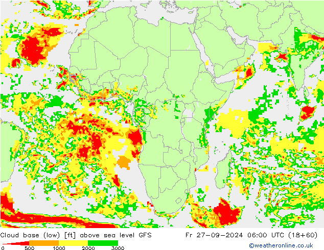 Cloud base (low) GFS ven 27.09.2024 06 UTC