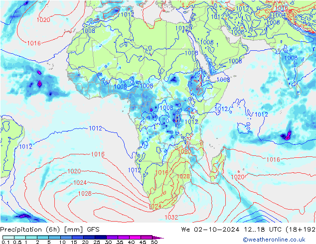 Z500/Rain (+SLP)/Z850 GFS mié 02.10.2024 18 UTC