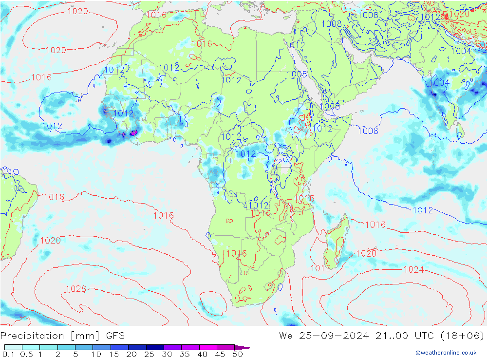 Srážky GFS St 25.09.2024 00 UTC