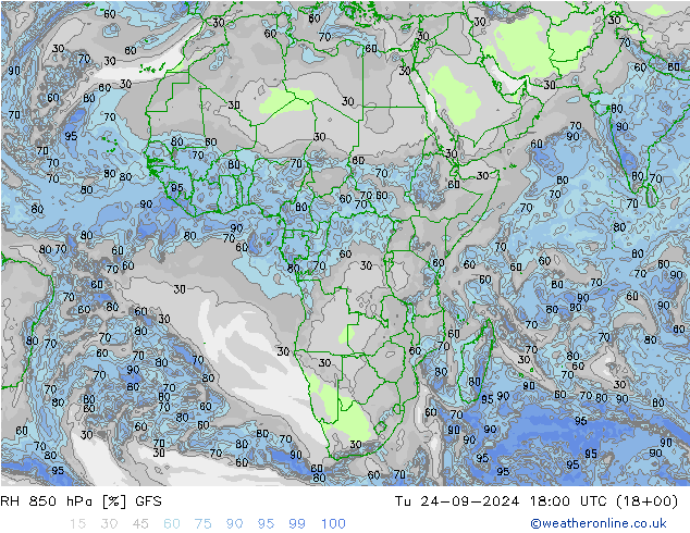 RH 850 hPa GFS  24.09.2024 18 UTC