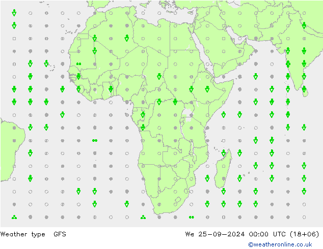 Tipo de precipitación GFS mié 25.09.2024 00 UTC