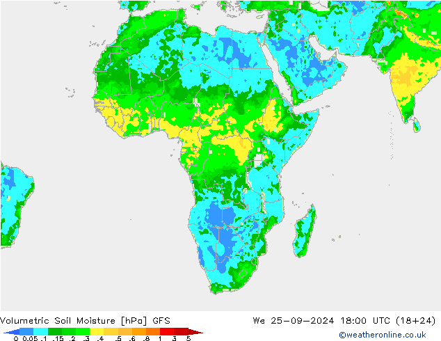 Volumetric Soil Moisture GFS mié 25.09.2024 18 UTC