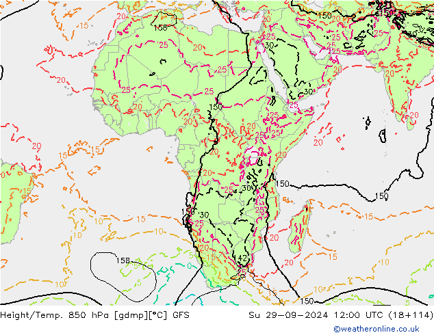 Z500/Rain (+SLP)/Z850 GFS dim 29.09.2024 12 UTC