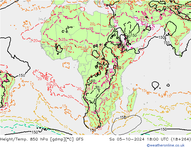 Z500/Rain (+SLP)/Z850 GFS Sa 05.10.2024 18 UTC