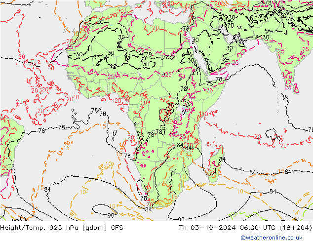 Height/Temp. 925 hPa GFS  03.10.2024 06 UTC