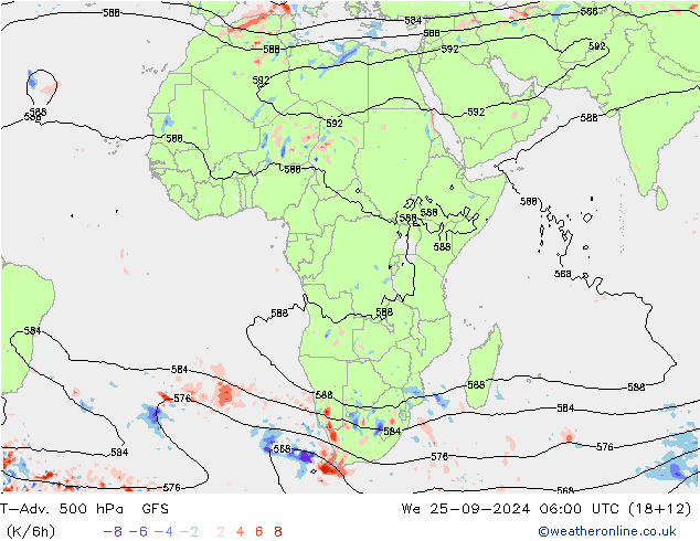 T-Adv. 500 hPa GFS  25.09.2024 06 UTC