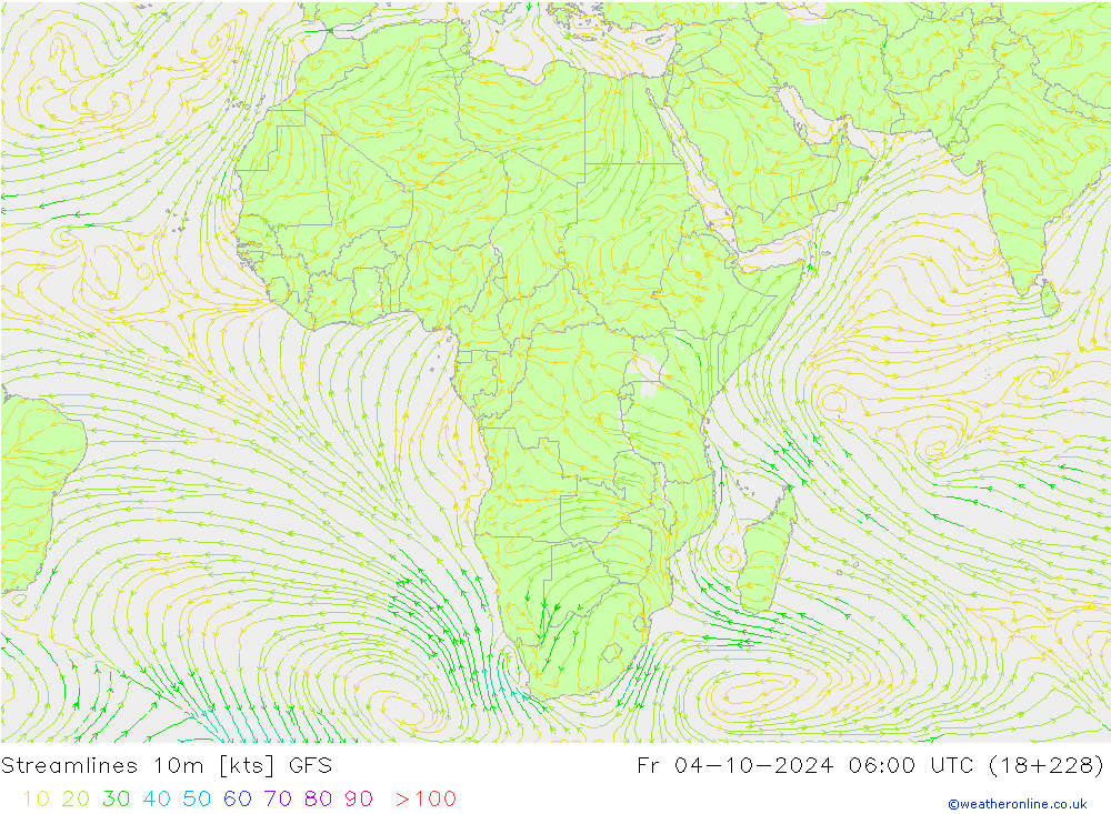 Stroomlijn 10m GFS vr 04.10.2024 06 UTC