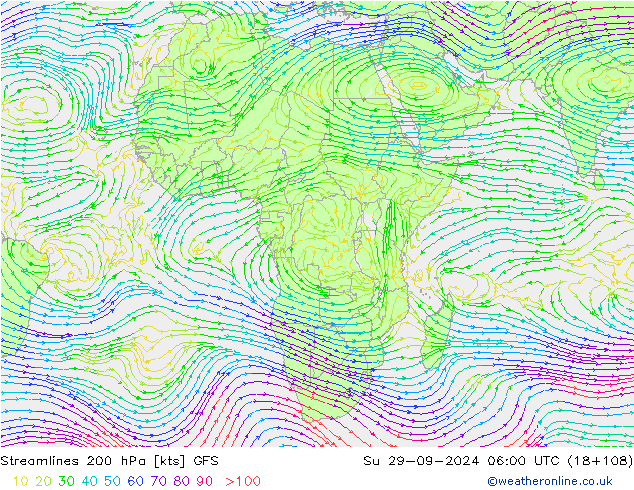 Streamlines 200 hPa GFS Ne 29.09.2024 06 UTC