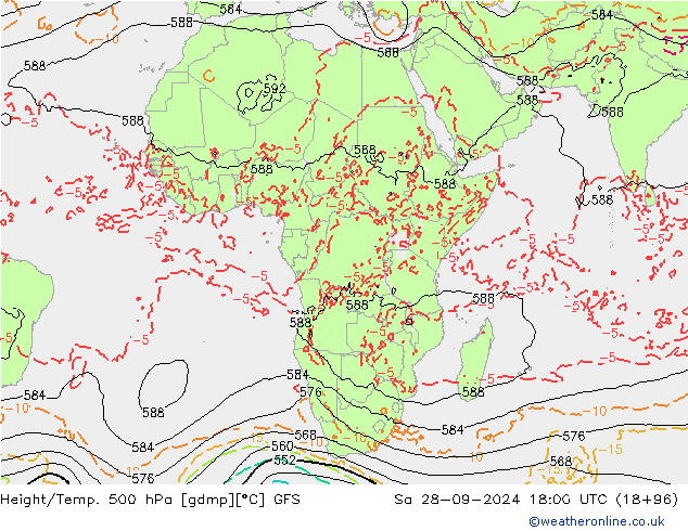 Z500/Rain (+SLP)/Z850 GFS сб 28.09.2024 18 UTC