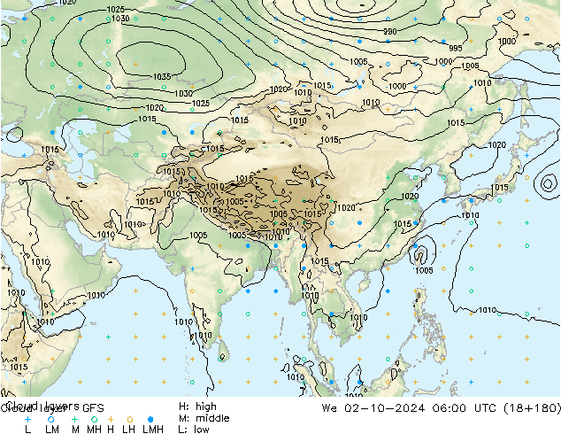 Cloud layer GFS We 02.10.2024 06 UTC