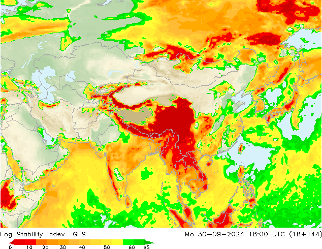 Fog Stability Index GFS Pzt 30.09.2024 18 UTC