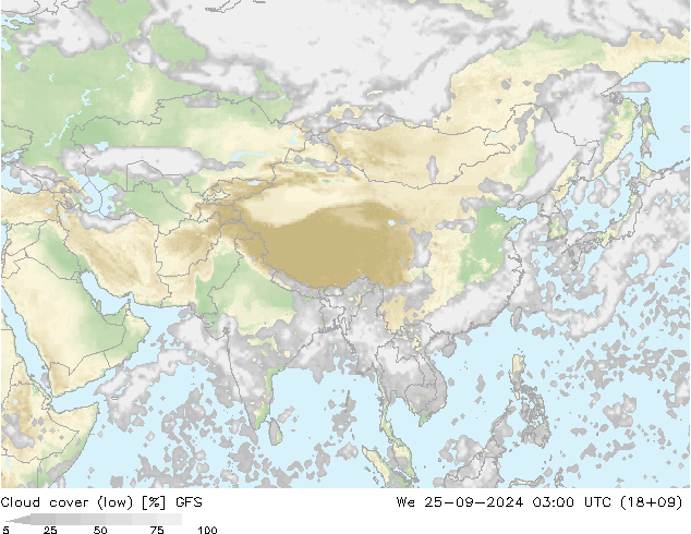 облака (низкий) GFS ср 25.09.2024 03 UTC