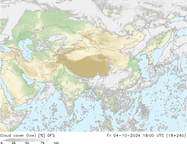 Nubi basse GFS ven 04.10.2024 18 UTC