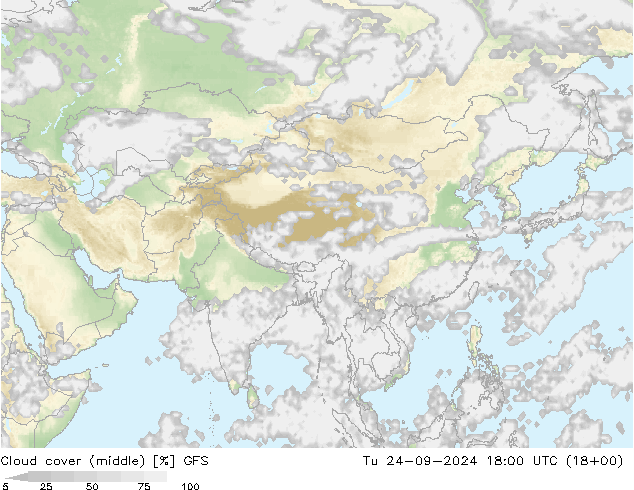 nuvens (médio) GFS Ter 24.09.2024 18 UTC