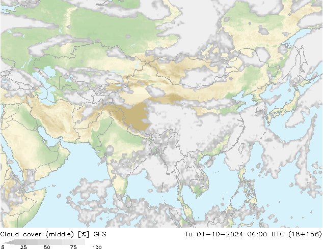 nuvens (médio) GFS Ter 01.10.2024 06 UTC