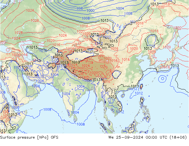 Yer basıncı GFS Çar 25.09.2024 00 UTC