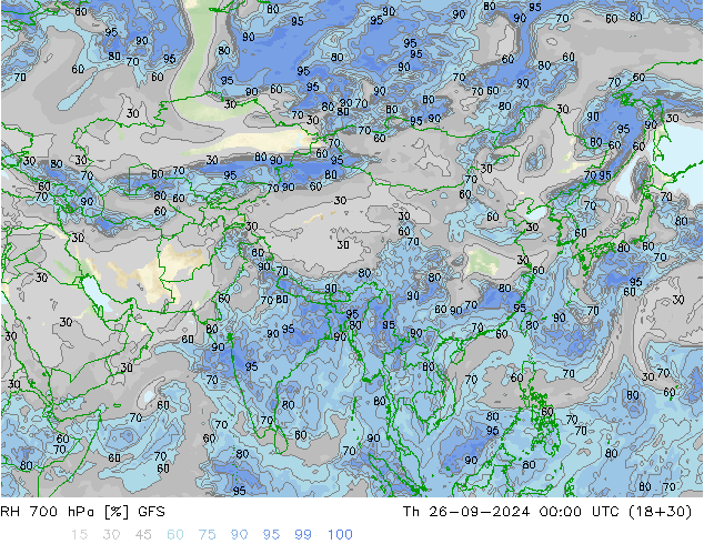 RH 700 hPa GFS Th 26.09.2024 00 UTC