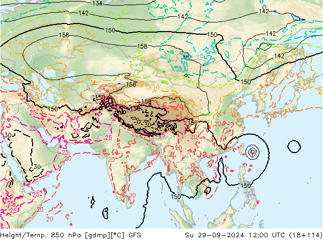 Z500/Rain (+SLP)/Z850 GFS Su 29.09.2024 12 UTC