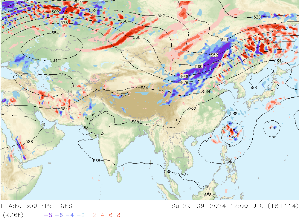 T-Adv. 500 hPa GFS Su 29.09.2024 12 UTC