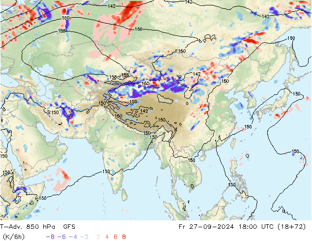 T-Adv. 850 hPa GFS pt. 27.09.2024 18 UTC