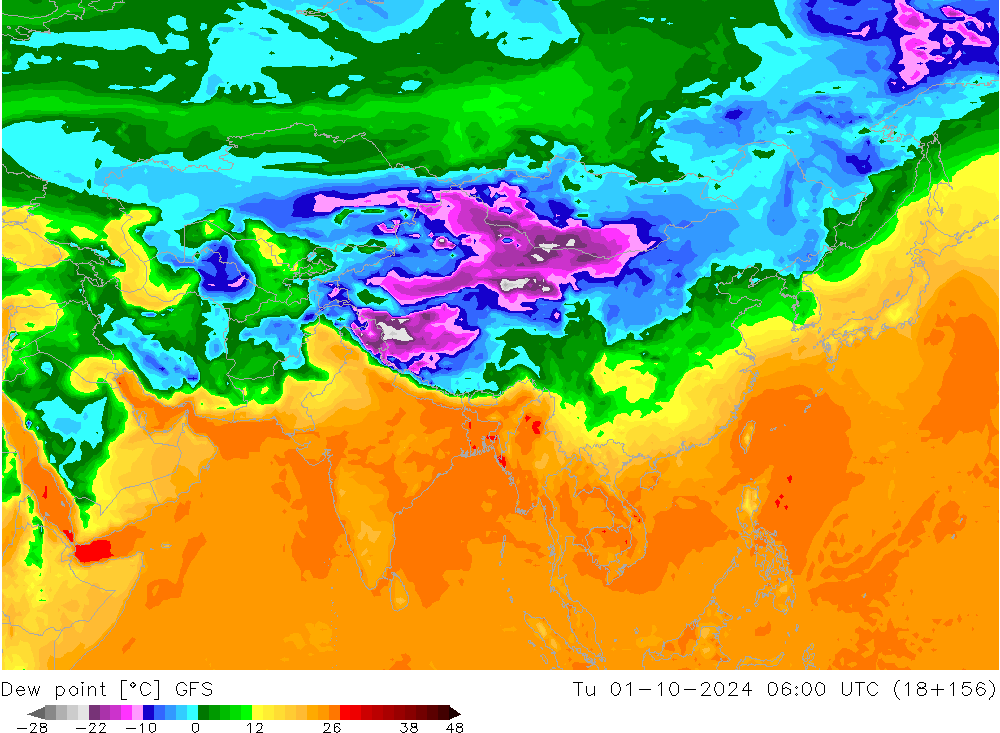 Rosný bod GFS Út 01.10.2024 06 UTC