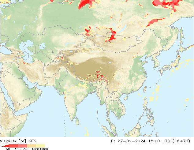 Visibilité GFS ven 27.09.2024 18 UTC