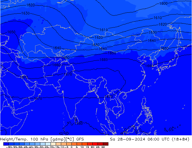 Yükseklik/Sıc. 100 hPa GFS Cts 28.09.2024 06 UTC