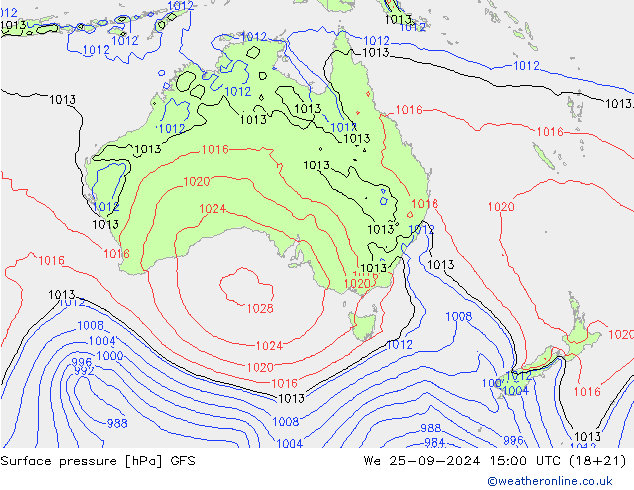 Yer basıncı GFS Çar 25.09.2024 15 UTC