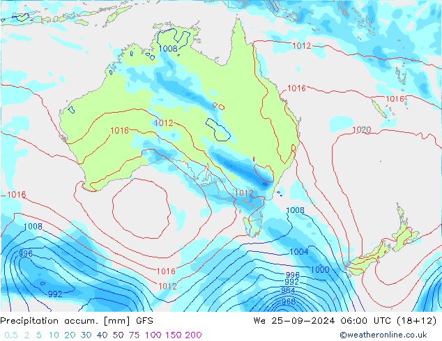 Totale neerslag GFS wo 25.09.2024 06 UTC