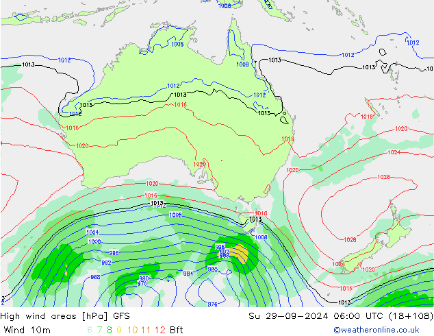 High wind areas GFS Su 29.09.2024 06 UTC