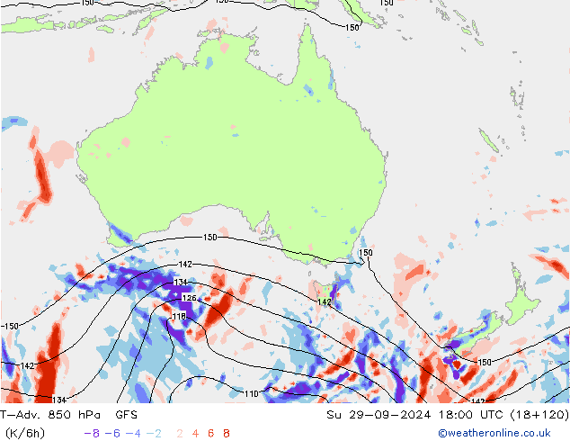 T-Adv. 850 hPa GFS Su 29.09.2024 18 UTC