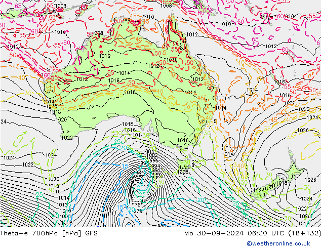 Theta-e 700hPa GFS Seg 30.09.2024 06 UTC