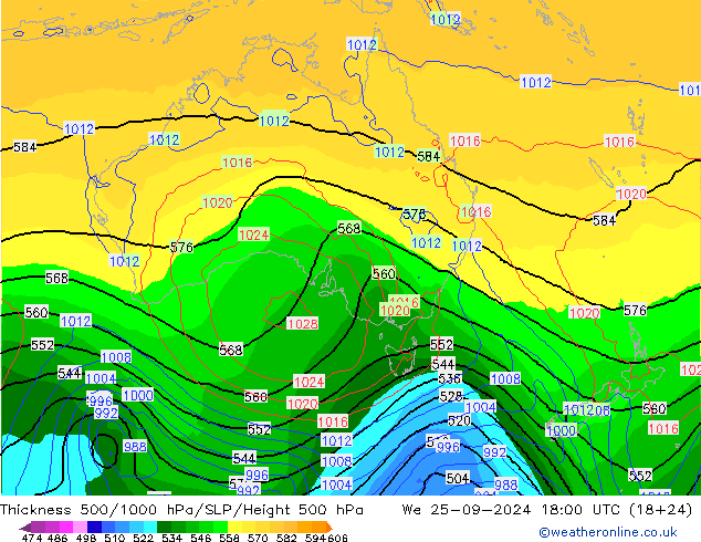 Thck 500-1000hPa GFS St 25.09.2024 18 UTC