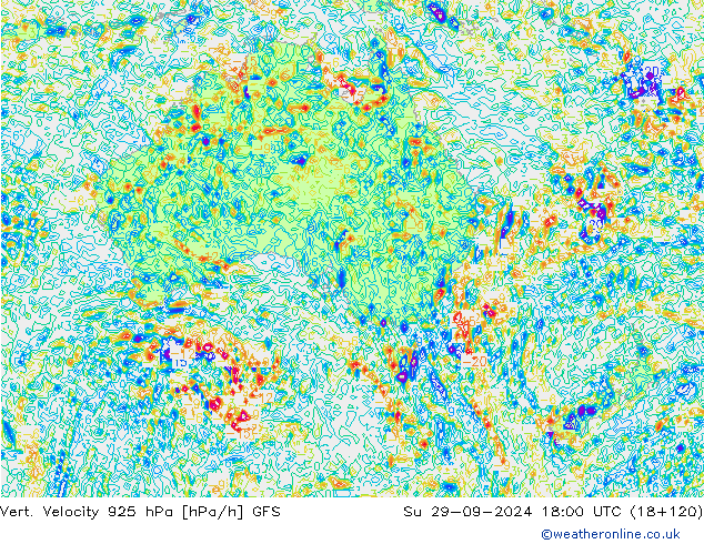 Vert. Velocity 925 hPa GFS Dom 29.09.2024 18 UTC