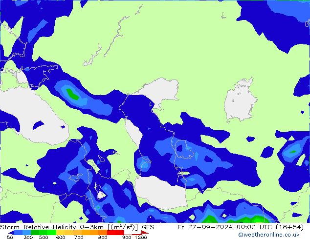 Storm Relative Helicity GFS  27.09.2024 00 UTC