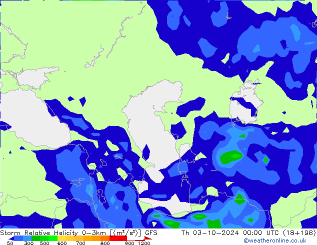 Storm Relative Helicity GFS jeu 03.10.2024 00 UTC