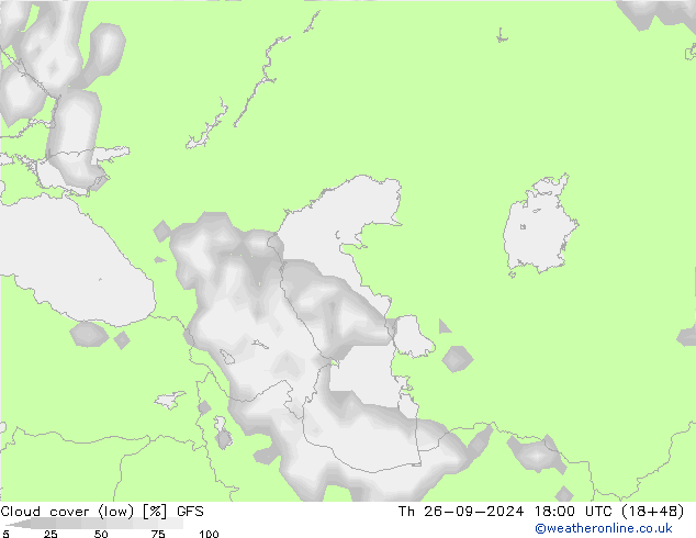 nízká oblaka GFS Čt 26.09.2024 18 UTC