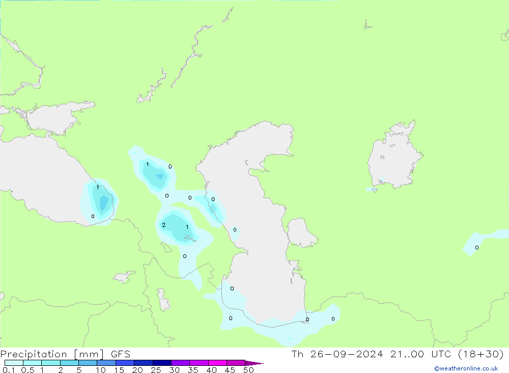 Srážky GFS Čt 26.09.2024 00 UTC