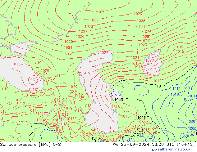 GFS: mié 25.09.2024 06 UTC