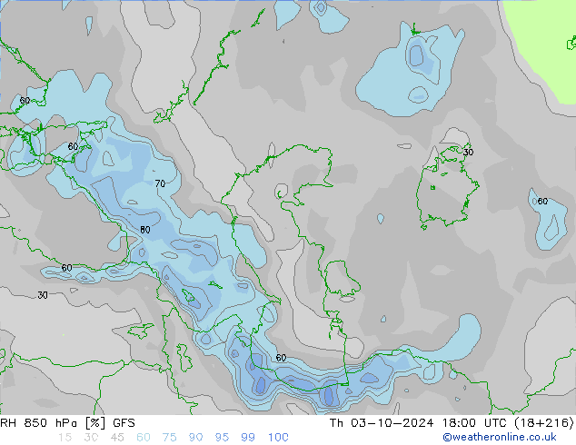 RH 850 hPa GFS  03.10.2024 18 UTC